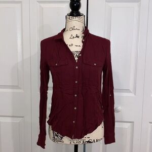 Abercrombie & Fitch Red Long Sleeve Button Down Shirt XS
